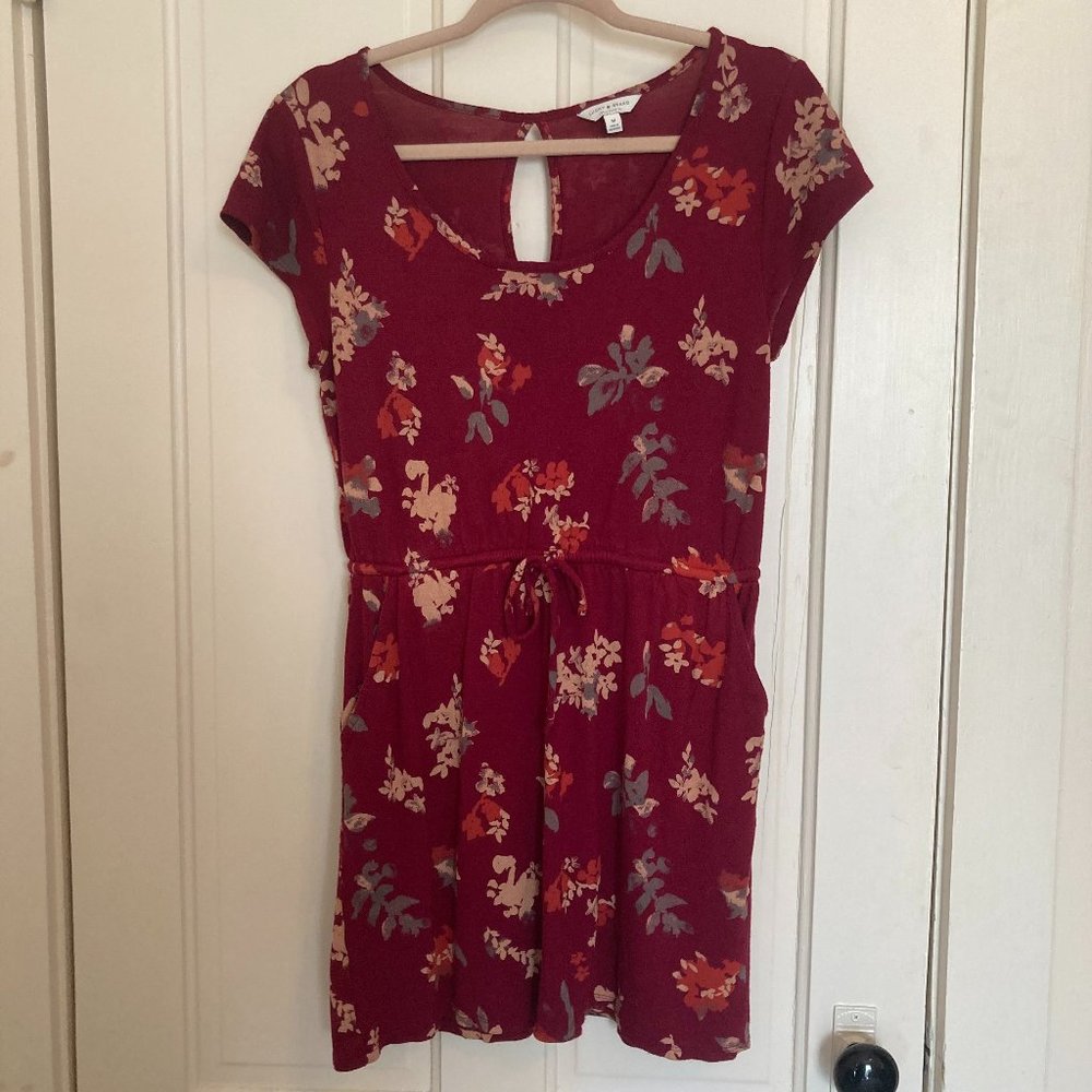 Stretchy, Casual Maroon & Floral Summer Dress